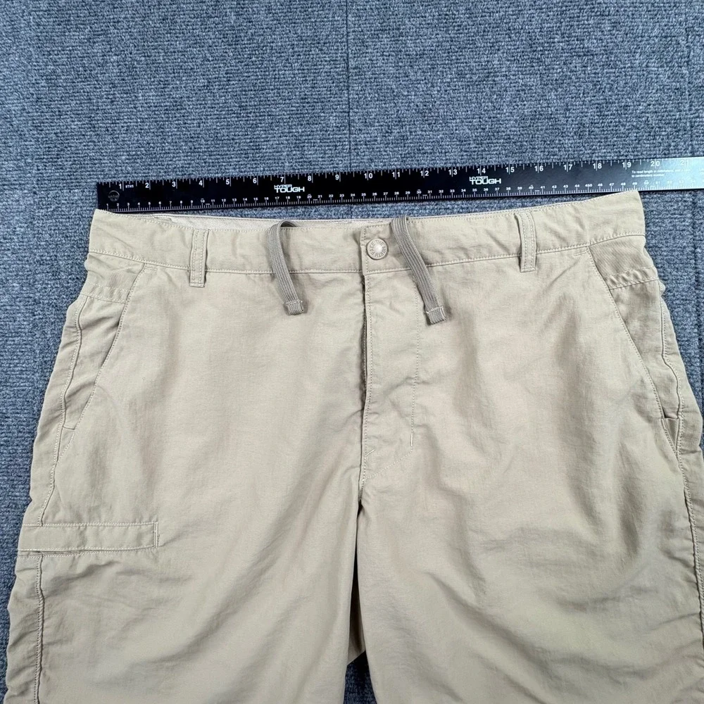 The North Face Mens Tan Khaki Nylon Hiking Shorts Size 38 Drawstring Trekking